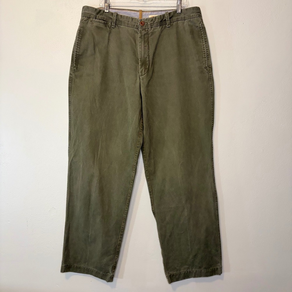 Timberland Mens Olive Green Cotton Twill Straight Leg Chino Pants Size 36x32